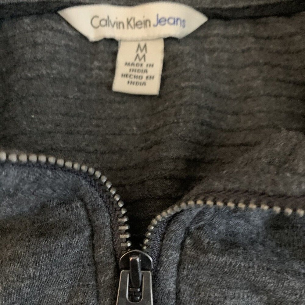 Calvin Klein Jeans Men's Size M Quarter Zip Cotton Mock Neck Pullover Sweater